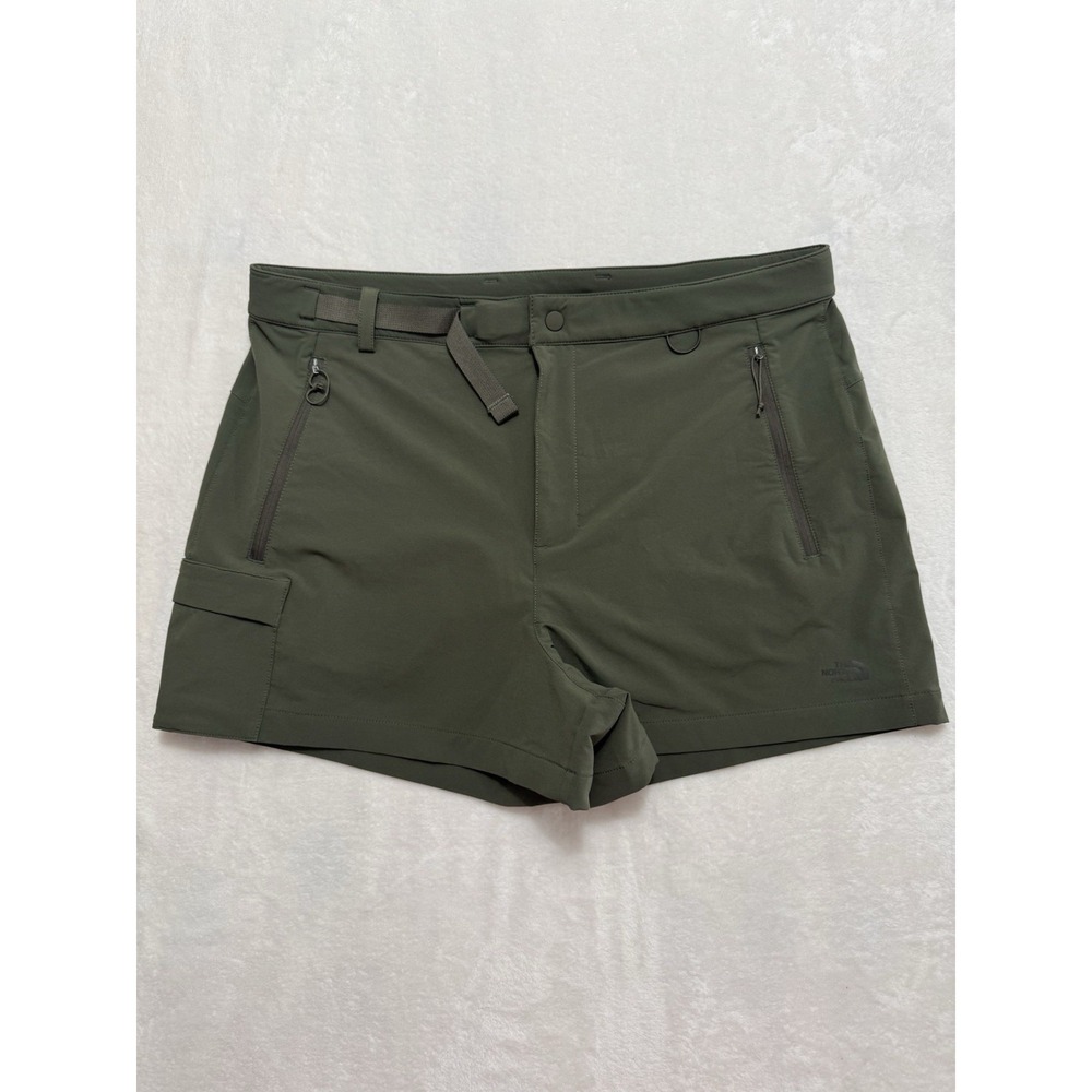 The North Face Women's Belted Hiking Shorts Olive Nylon Outdoor Climbing Sz 16